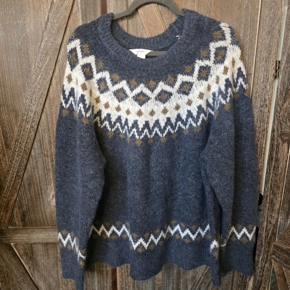 CJ Banks Sweaters - CJ Banks Sweater Women's Size 2X Blue Brown White Fair Isle Oversized Soft